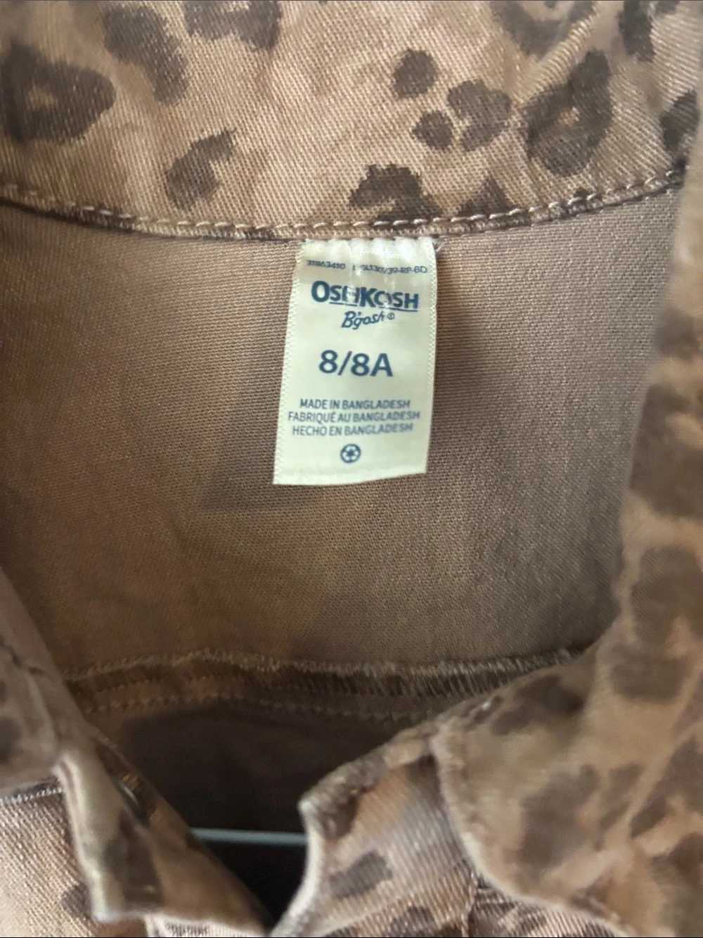 Girls OshKosh Brown Leopard Print Shirt Dress